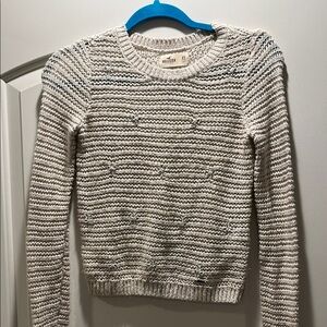 Hollister Cream Crew Neck Sweater with Textured Knit